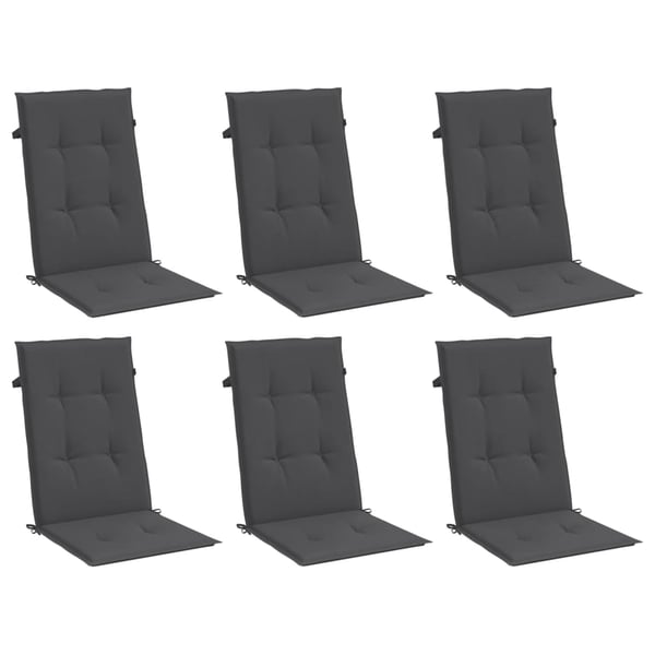 vidaXL stolehynder med høj ryg 6 stk. 120x50x4 cm stof antracitgrå