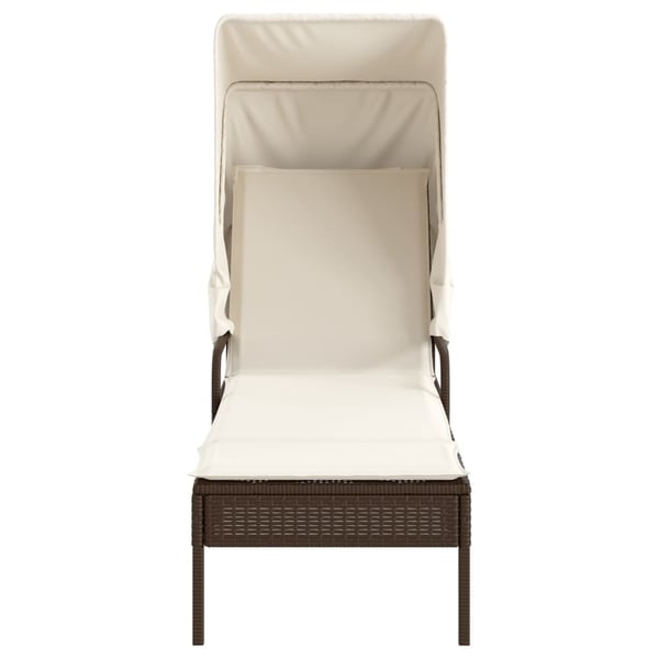 vidaXL liggestol med baldakin og bord polyrattan brun