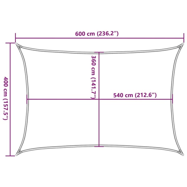 vidaXL Solseil 160 g/m² rektangulær sand 4x6 m HDPE