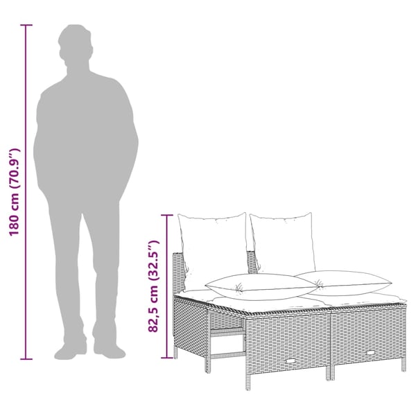 vidaXL sofasæt til haven 4 dele med hynder polyrattan grå