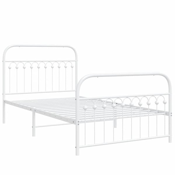 vidaXL Sengeramme i metall med hode- og fotgavl hvit 107x203 cm