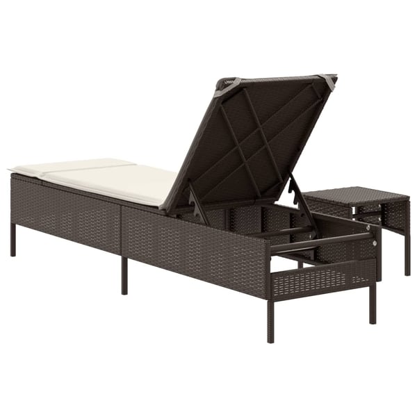 vidaXL loungesofa med bord og hynde polyrattan brun