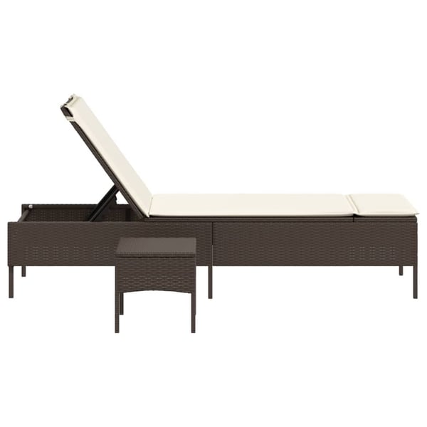 vidaXL loungesofa med bord og hynde polyrattan brun