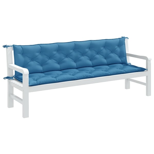 vidaXL hynder til havebænk 2 stk. 200x50x7 cm stof meleret blå