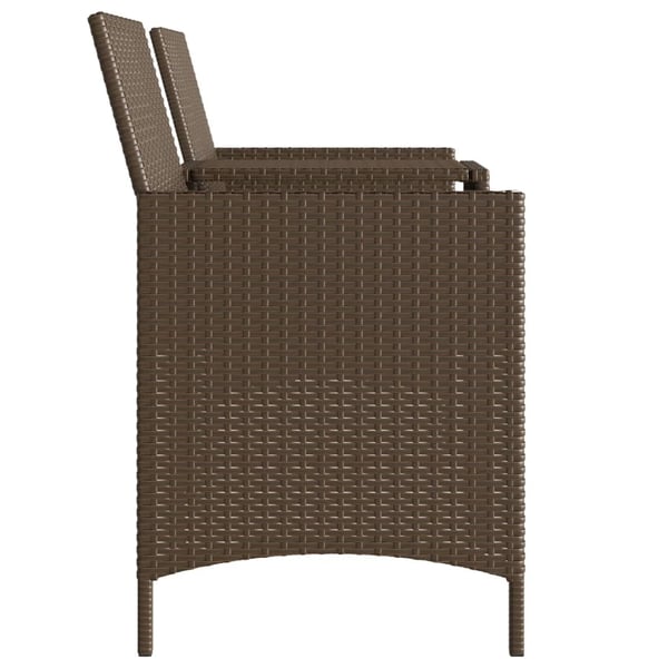 vidaXL 2-personers havesofa med bord og skamler polyrattan brun
