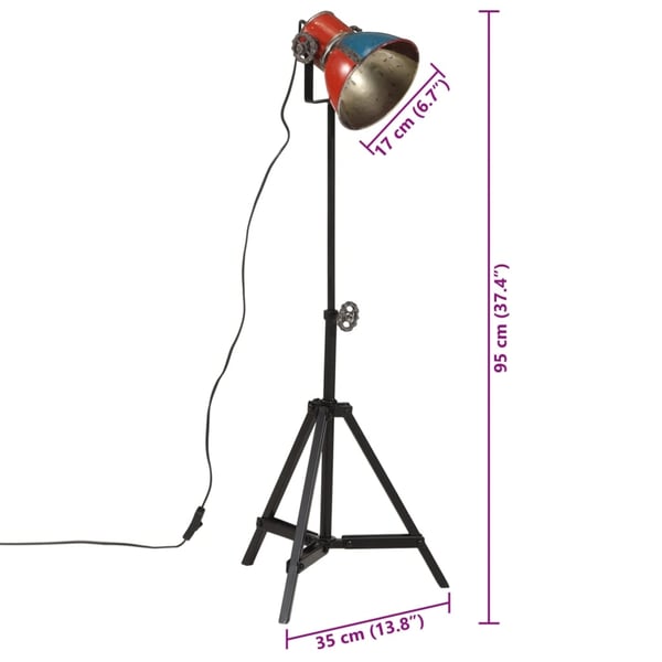 vidaXL Lattialamppu 25 W monivärinen 35x35x65/95 cm E27