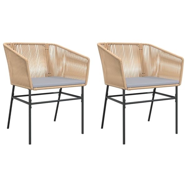 vidaXL havestole 2 stk. med hynder polyrattan brun