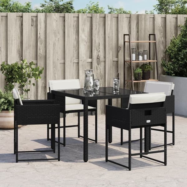 vidaXL havestole med hynder 4 stk. polyrattan sort