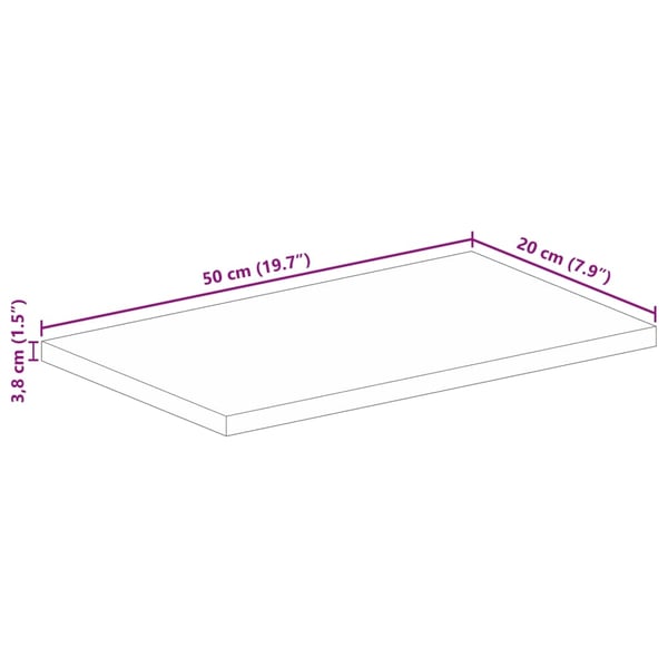 vidaXL Bordplate 50x20x3,8 cm rektangulær gjenvunnet heltre
