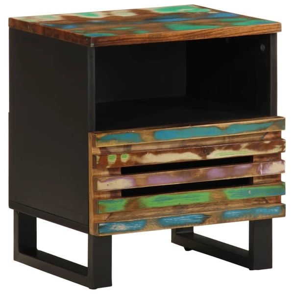 vidaXL sengebord 40x34x46 cm massivt genbrugstræ