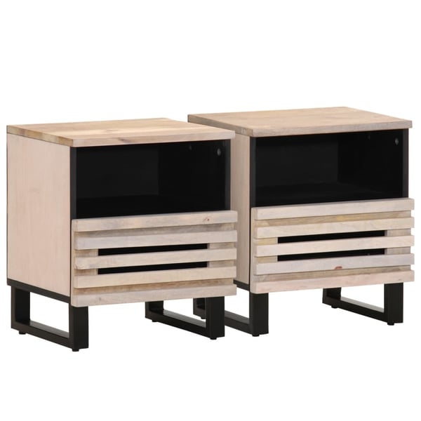 vidaXL sengeborde 2 stk. 40x33x46 cm massivt bleget mangotræ