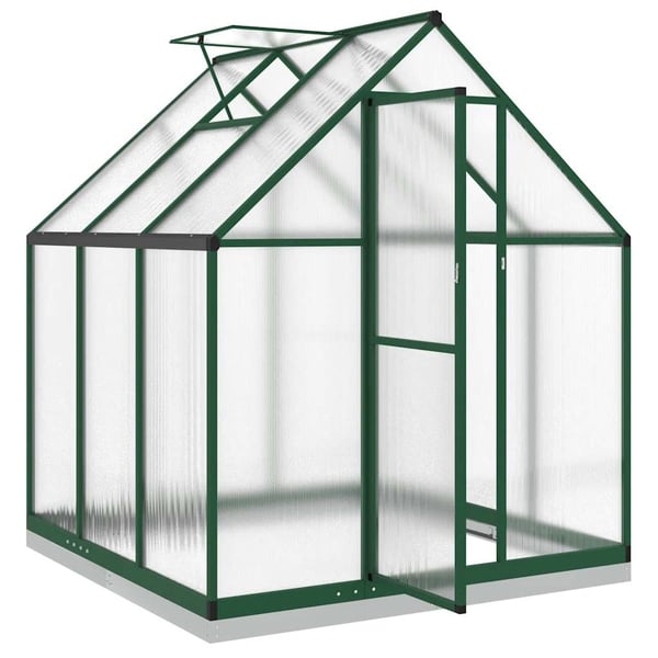 vidaXL drivhus med fundamentramme 169x169x202 cm aluminium grøn