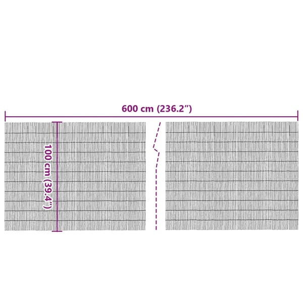 vidaXL Hagegjerde 600x100 cm siv