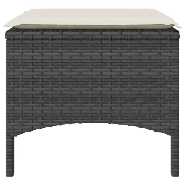 vidaXL 2-personers havesofa med bord og skamler polyrattan sort