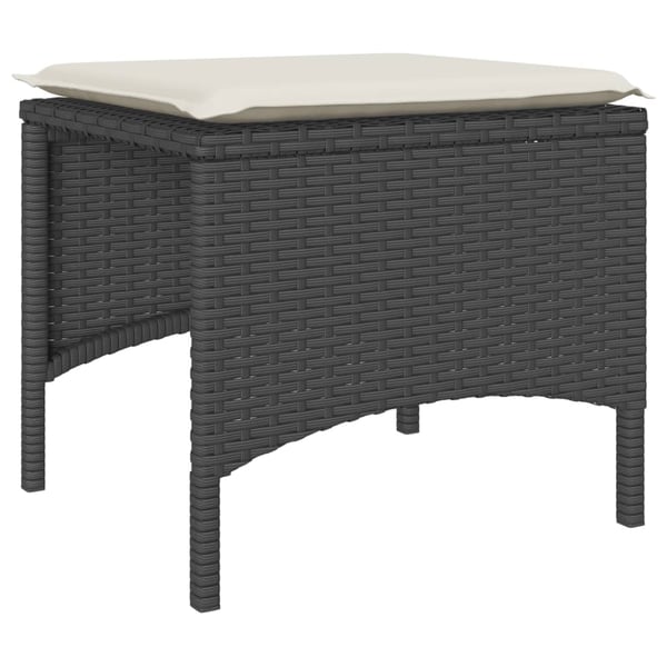 vidaXL 2-personers havesofa med bord og skamler polyrattan sort