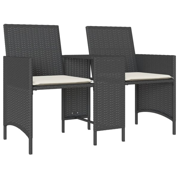 vidaXL 2-personers havesofa med bord og skamler polyrattan sort