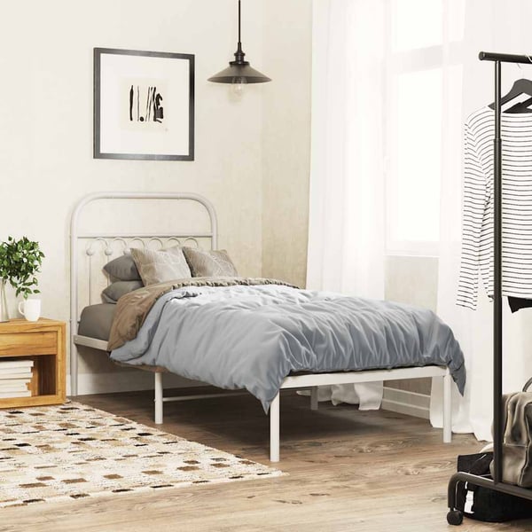 vidaXL Utskiftbar sengegavl i metall hvit 75 cm