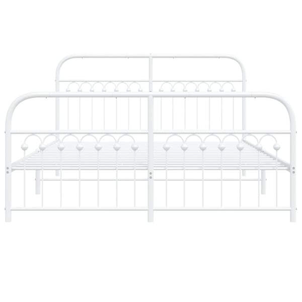 vidaXL Sengeramme i metall med hode- og fotgavl hvit 150x200 cm