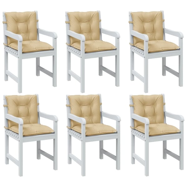 vidaXL stolehynder med lav ryg 6 stk. 100x50x7 cm stof beige