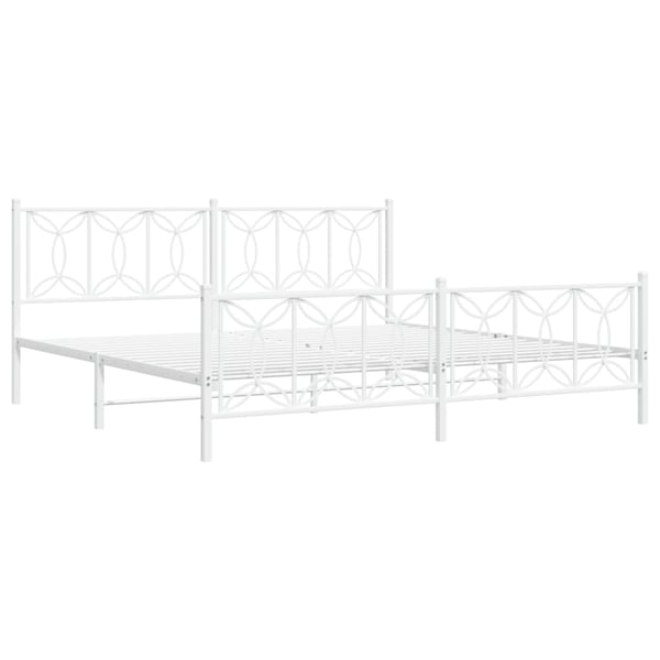 vidaXL Sengeramme i metall med hode- og fotgavl hvit 193x203 cm