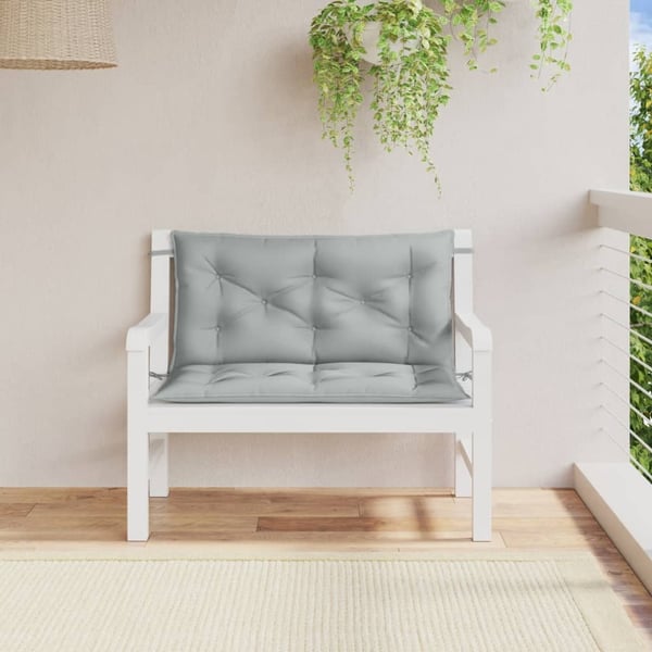 vidaXL hynder til havebænk 2 stk. 100x50x7 cm stof meleret lysegrå