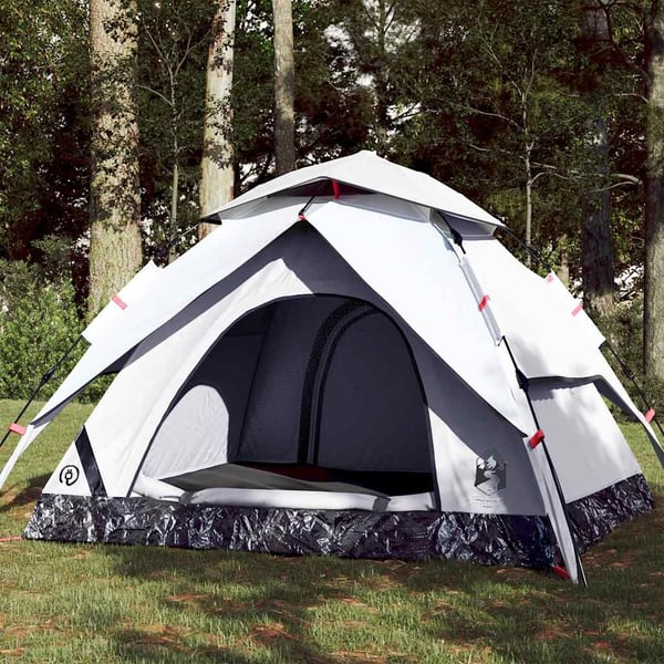 vidaXL 3-personers campingtelt kuppel quick-release mørklægning hvid