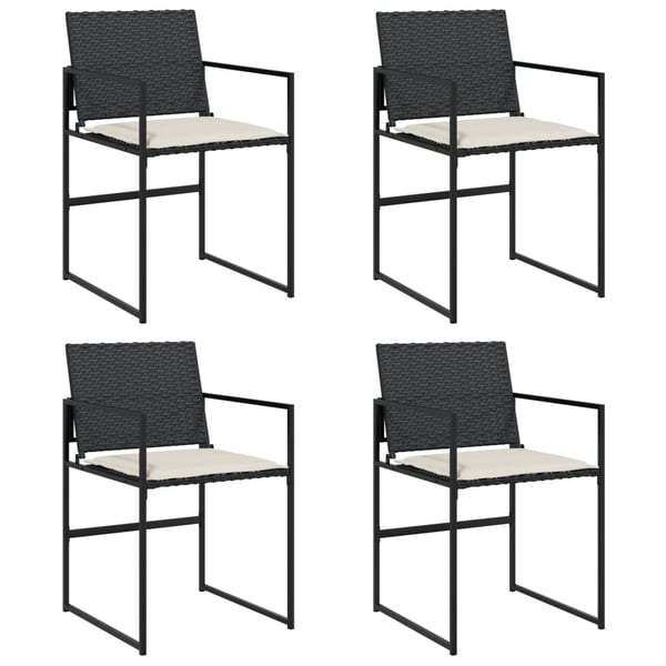 vidaXL havestole med hynder 4 stk. polyrattan sort