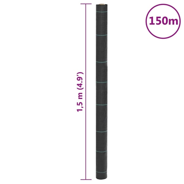 vidaXL ukrudtsdug 1,5x150 m PP sort