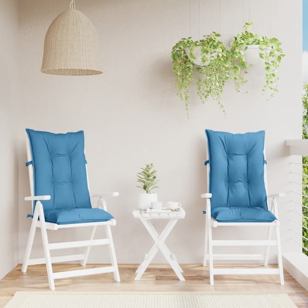 vidaXL Stolsdynor högt ryggstöd 2 st melerad blå 120x50x7 cm tyg