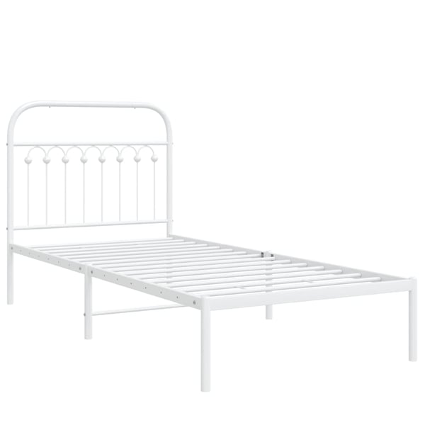 vidaXL Sängram med huvudgavel metall vit 90x200 cm