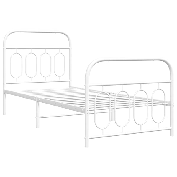 vidaXL Sengeramme i metall med hode- og fotgavl hvit 80x200 cm