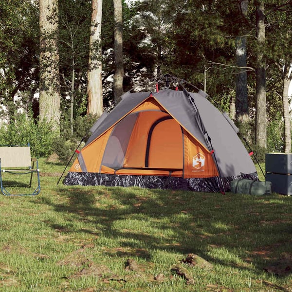 vidaXL Campingtelt 2 personer grå og oransje hurtigutløser