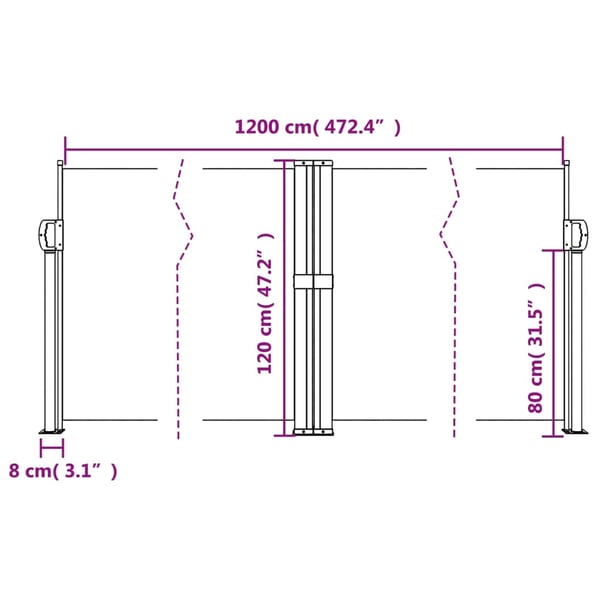 vidaXL Uttrekkbar sidemarkise terrakotta 120x1200 cm