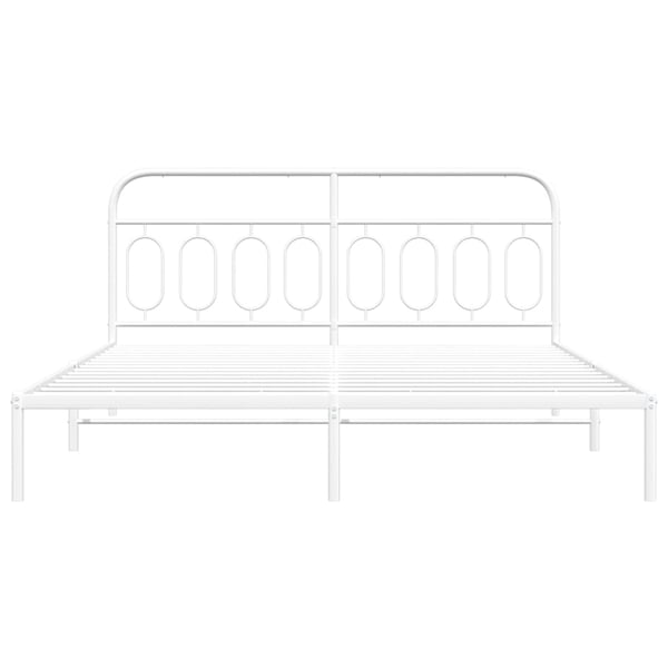 vidaXL Sengeramme i metall med sengegavl hvit 160x200 cm
