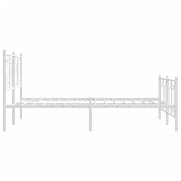 vidaXL Sengeramme i metall med hode- og fotgavl hvit 140x200 cm