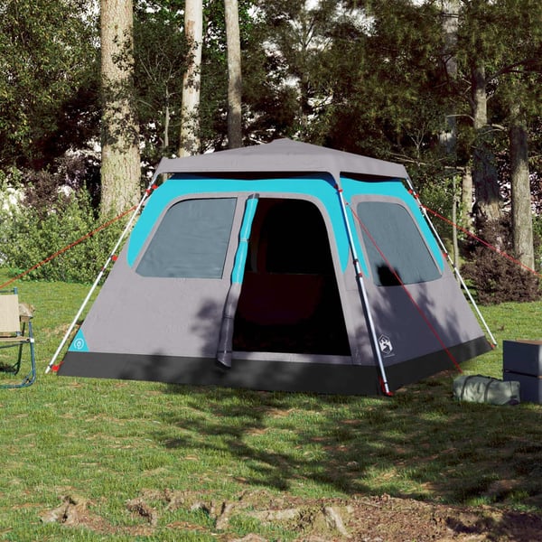 vidaXL Kuppeltelt for camping 6 personer blå hurtigutløser