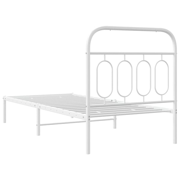 vidaXL Sengeramme i metall med hodegavl hvit 90x200 cm