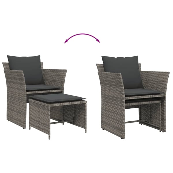 vidaXL havestol med fodskammel polyrattan grå