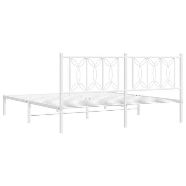 vidaXL Sengeramme i metall med sengegavl hvit 180x200 cm
