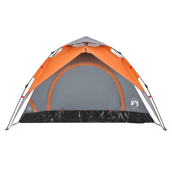 vidaXL Campingtelt 3 personer grå og oransje hurtigutløser