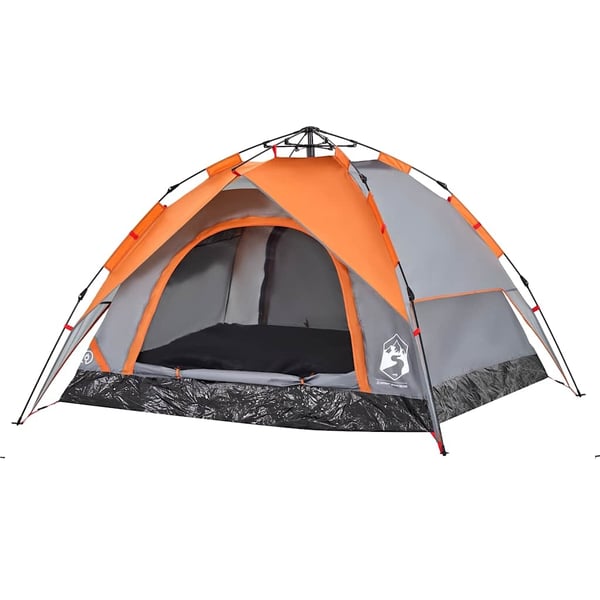 vidaXL Campingtelt 3 personer grå og oransje hurtigutløser