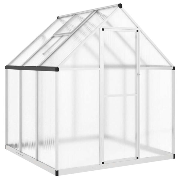 vidaXL drivhus med fundamentramme 169x169x195 cm aluminium sølvfarvet