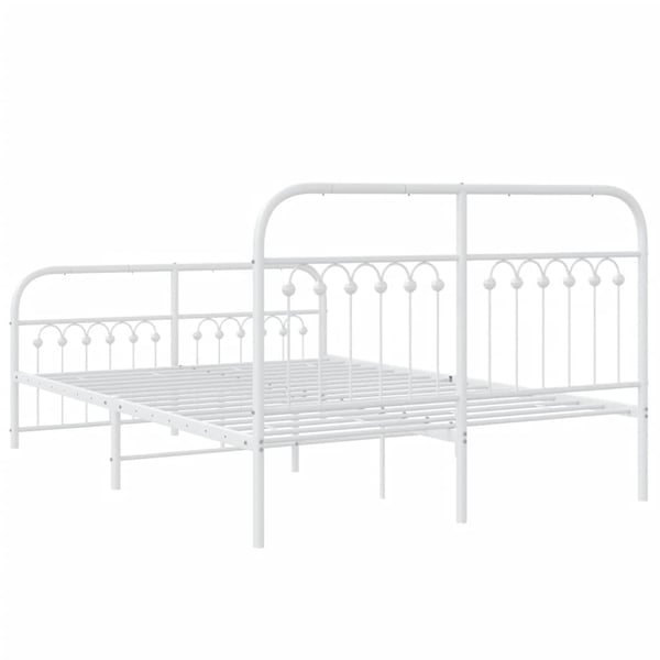 vidaXL Sengeramme i metall med hode- og fotgavl hvit 140x200 cm