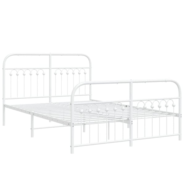vidaXL Sengeramme i metall med hode- og fotgavl hvit 140x200 cm