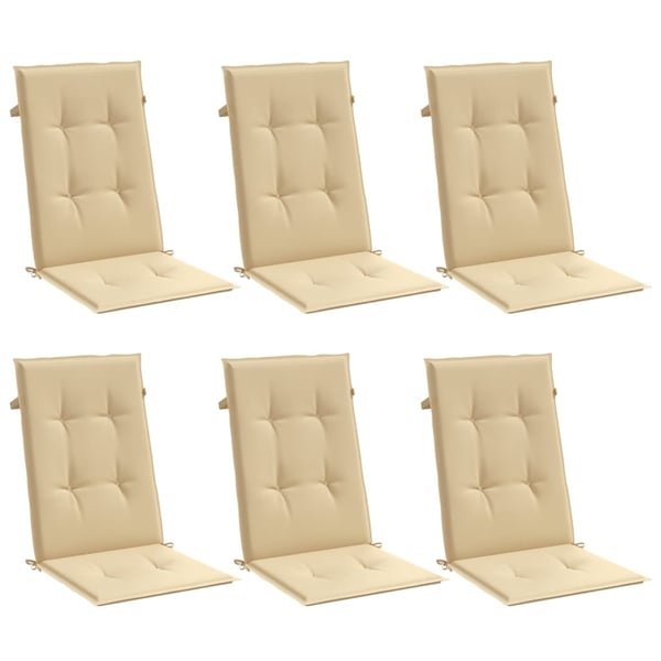 vidaXL stolehynder med høj ryg 6 stk. 120x50x7 cm stof beige