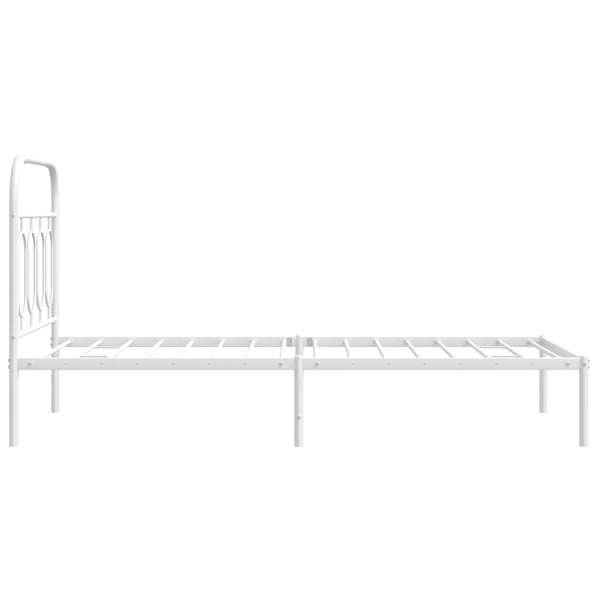 vidaXL Sengeramme i metall med hodegavl hvit 90x190 cm