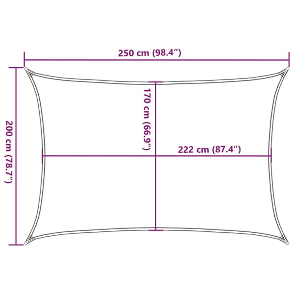 vidaXL solsejl 2,5x2 m 100 % polyesterstof lysegrå