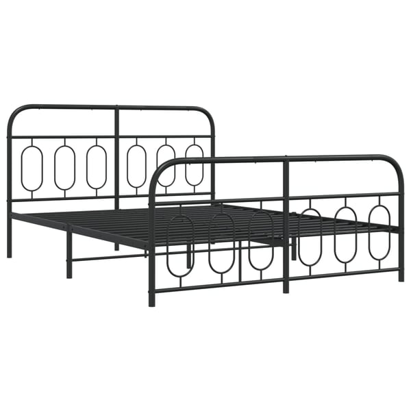 vidaXL sengeramme med sengegavl og fodgærde 135x190 cm metal sort