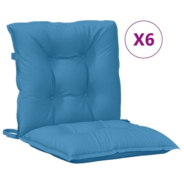 vidaXL stolehynder med lav ryg 6 stk. 100x50x7 cm stof blå