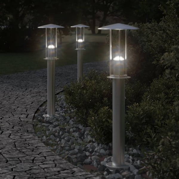 vidaXL Utendørs gulvlampe sølv 60 cm rustfritt stål